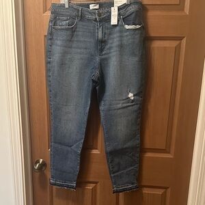 LOFT Distressed Medium Blue Ankle Crop Jeans